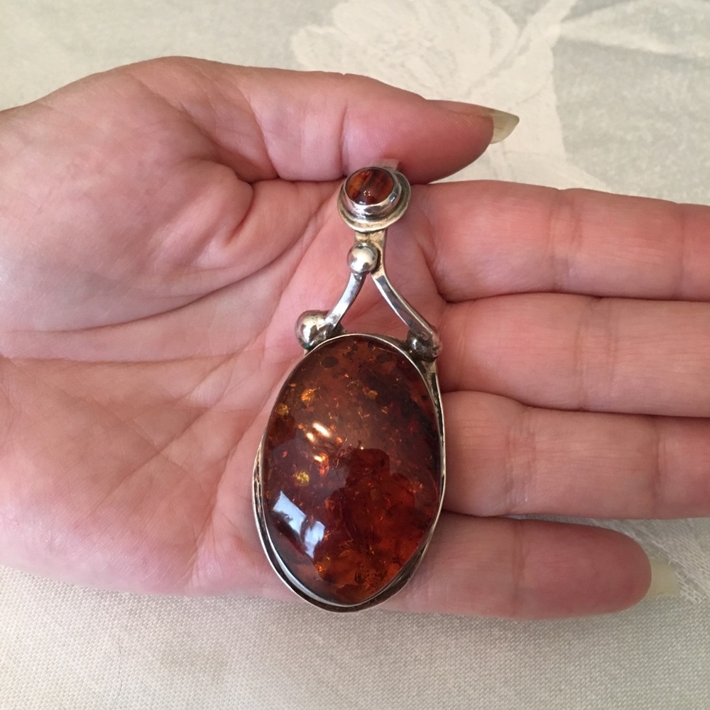Amber & Sterling Silver Pendant